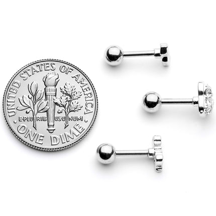 16G 1/4 Clear Gem Valentine Cartilage Tragus Set