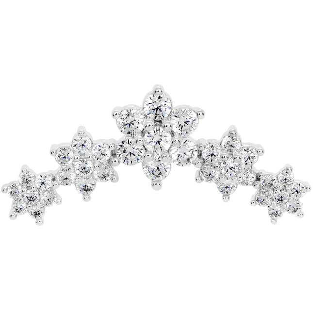 16G 1/4 Clear CZ Gem Floral Internally Threaded Labret