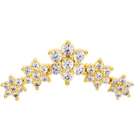 16G 1/4 Clear CZ Gem Gold Tone Floral Internal Thread Labret