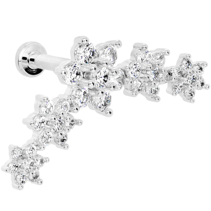 16G 5/16 Clear CZ Gem Floral Internal Thread Labret