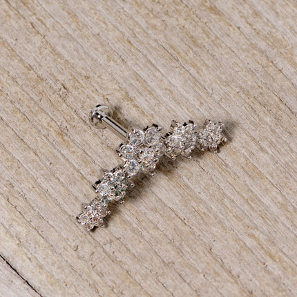 16G 5/16 Clear CZ Gem Floral Internal Thread Labret
