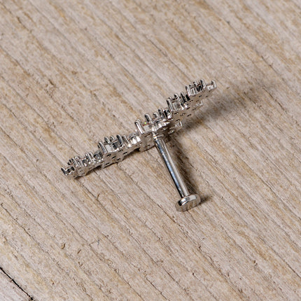 16G 5/16 Clear CZ Gem Floral Internal Thread Labret