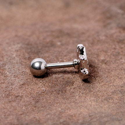 16G 1/4 Clear Gem Lotus Flower Cartilage Tragus Earring