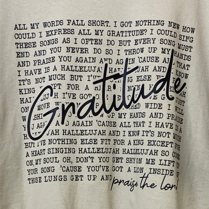 New Hand Printed Mens 2XL Tan Gratitude Bible Quote Short Sleeve Cotton Tee
