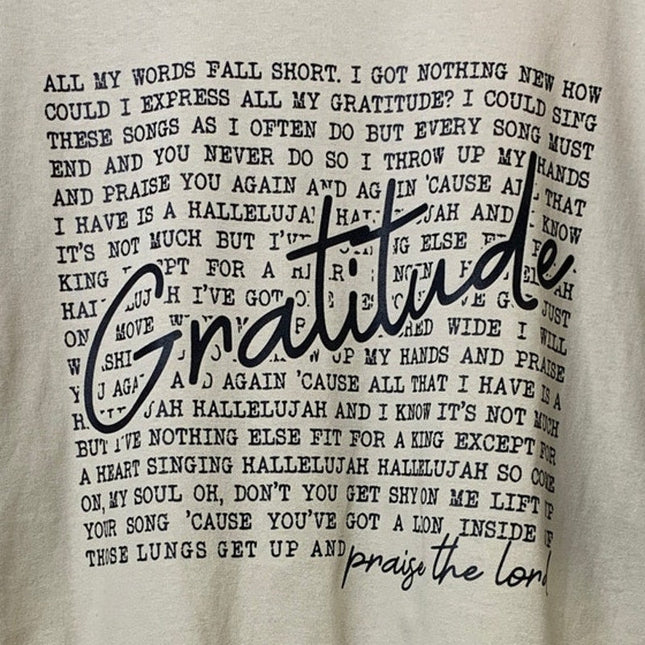 New Hand Printed Mens 2XL Tan Gratitude Bible Quote Short Sleeve Cotton Tee