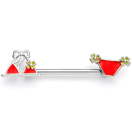 14G 5/8 Red Itty Bitty Bikini Barbell Nipple Ring Set