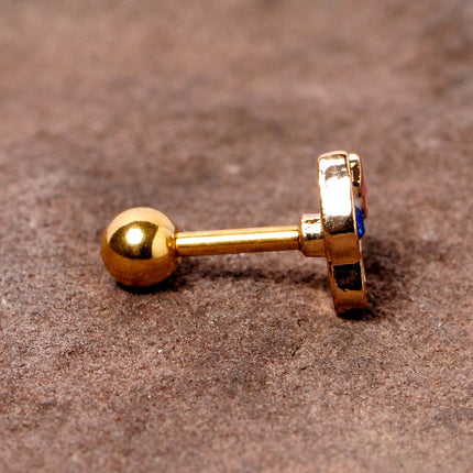 16G 1/4 Blue Gem Gold Tone Sweet Kitty Cat Cartilage Tragus