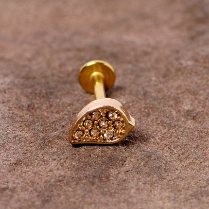 16G 5/16 Clear CZ Gem Gold Tone Swirl Labret Monroe Tragus