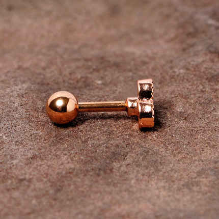 16G 1/4 Rose Gold Tone Black Heart Cartilage Tragus Earring