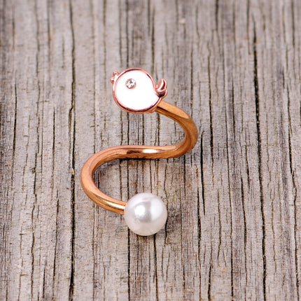 14G 3/8 Clear Gem Rose Gold Tone Bird Spiral Twister Belly Ring