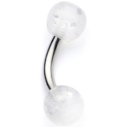 16G 1/4 Clear Speckled Acrylic Ends Curved Barbell