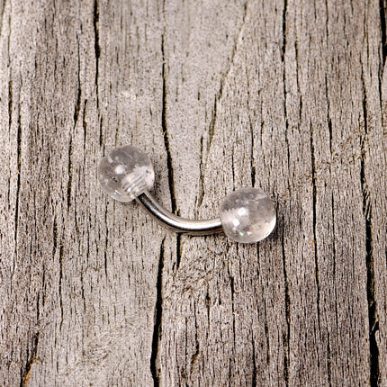 16G 1/4 Clear Speckled Acrylic Ends Curved Barbell