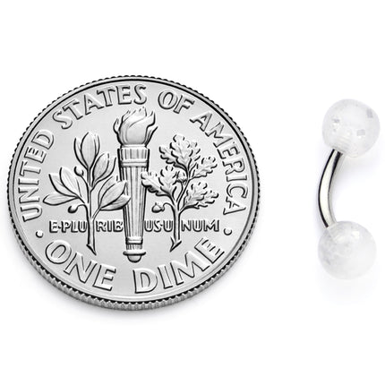 16G 1/4 Clear Speckled Acrylic Ends Curved Barbell