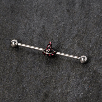 14G Purple Gem Witch Hat Halloween Industrial Barbell 38mm