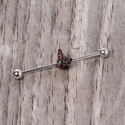 14G Purple Gem Witch Hat Halloween Industrial Barbell 38mm