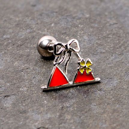 16G 1/4 Red Itty Bitty Bikini Cartilage Tragus Earring
