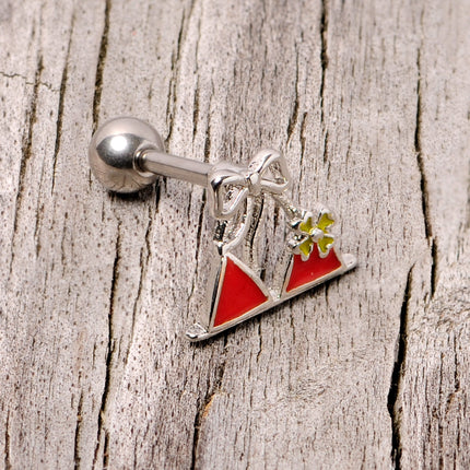 16G 1/4 Red Itty Bitty Bikini Cartilage Tragus Earring