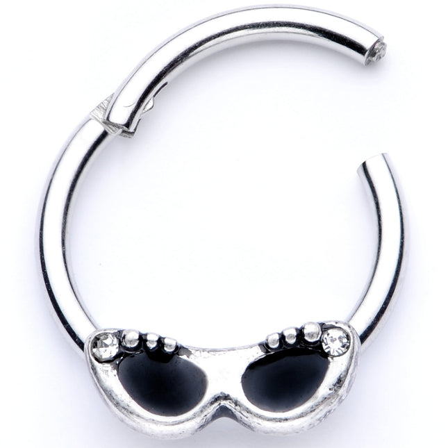 16G 3/8 Clear Gem 50s Retro Summer Sunglasses Hinged Segment Ring