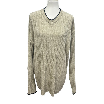 Untied Mens 3XL Long Sleeve Super Soft Acrylic V-Neck Solid Tan Pullover Sweater