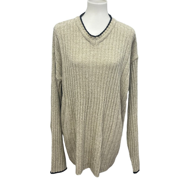 Untied Mens 3XL Long Sleeve Super Soft Acrylic V-Neck Solid Tan Pullover Sweater