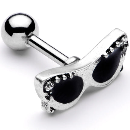 16G 1/4 Clear Gem 50s Retro Sunglasses Cartilage Tragus Earring