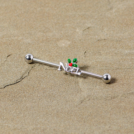 14G Red Gem Noel Holiday Christmas Industrial Barbell 38mm