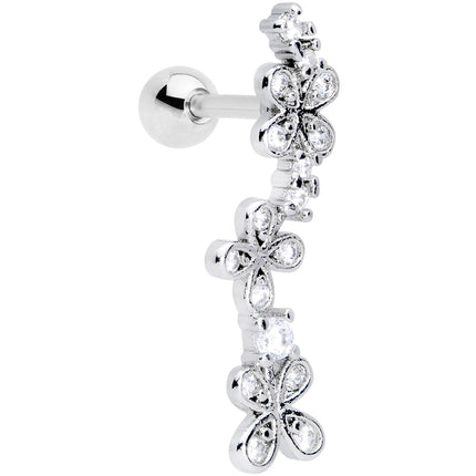 16G 1/4 Clear CZ Gem Loopy Garland Flower Cartilage Tragus