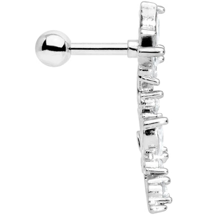 16G 1/4 Clear CZ Gem Butterflies Left Ear Cartilage Tragus