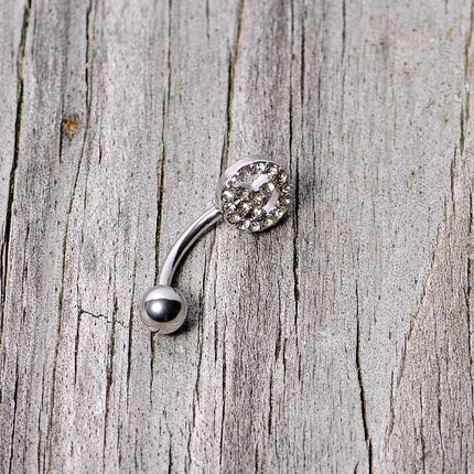 16G 5/16 Clear Gem Retro Peace Sign Curved Eyebrow Ring