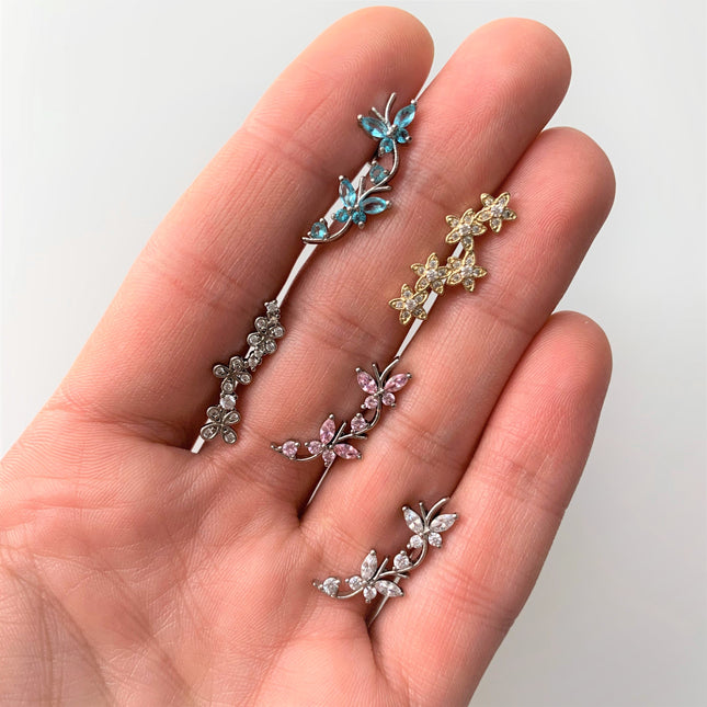 16G 1/4 Clear CZ Gem Loopy Garland Flower Cartilage Tragus