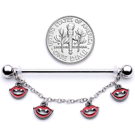 14G Monster Fang Halloween Chain Dangle Industrial Barbell 38mm