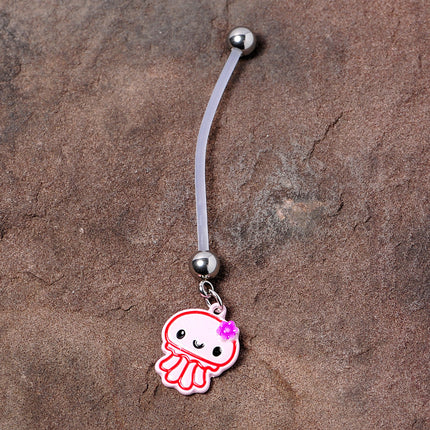 Bundle of Joy Baby Pink Squid Jellyfish Nautical Dangle Pregnancy Belly Ring