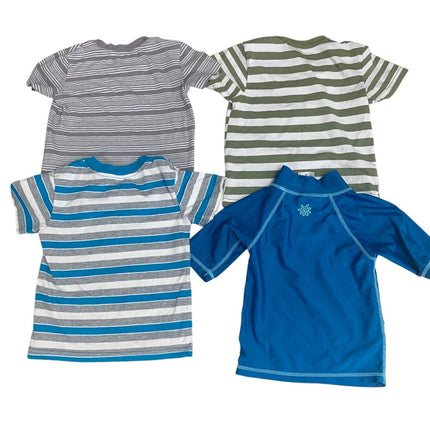 Lot of 4 Baby Boys 3T Striped Short Sleeve Dinosaur Half Sleeve Swim Shirts
