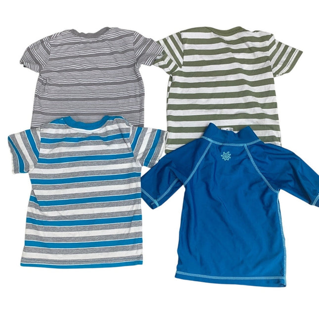 Lot of 4 Baby Boys 3T Striped Short Sleeve Dinosaur Half Sleeve Swim Shirts
