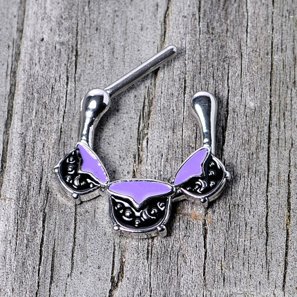 16G 3/8 Black Purple Cauldron Halloween Cartilage Clicker