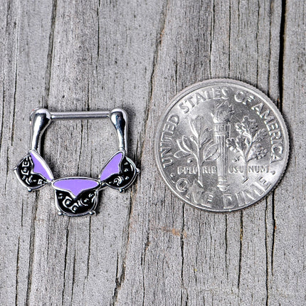 16G 3/8 Black Purple Cauldron Halloween Cartilage Clicker