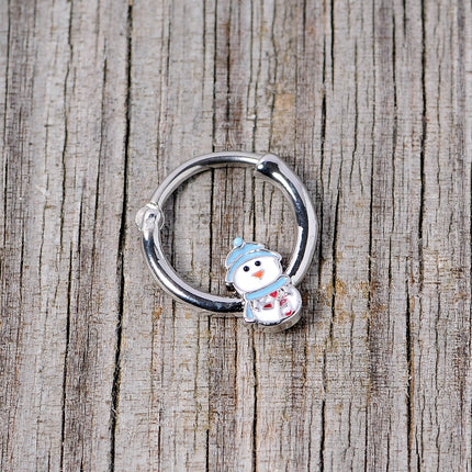 16G 3/8 Snowman Winter Holiday Christmas Septum Clicker