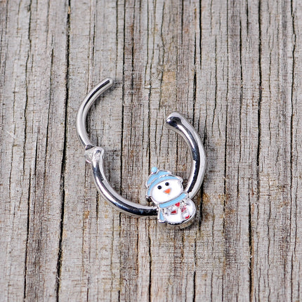 16G 3/8 Snowman Winter Holiday Christmas Septum Clicker