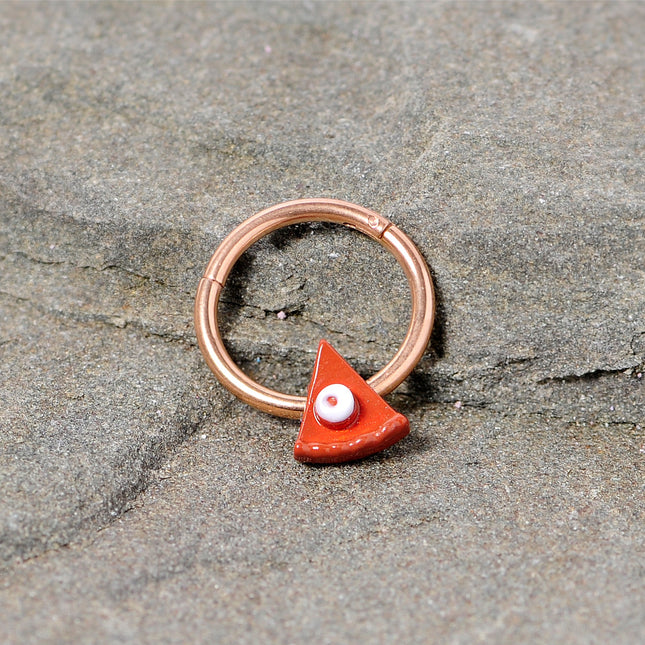 16G 3/8 Rose Gold Tone Pumpkin Pie Holiday Hinged Segment Ring