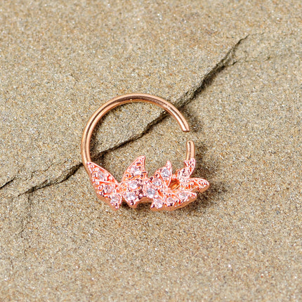 16G 3/8 Clear CZ Gem Rose Gold Tone Trio Butterfly Seamless Ring