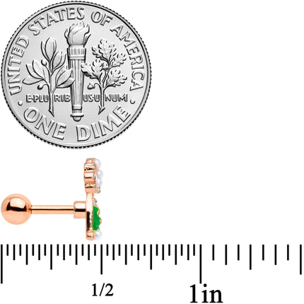 16G 1/4 Clear Gem Rose Gold Tone Champagne Cartilage Tragus