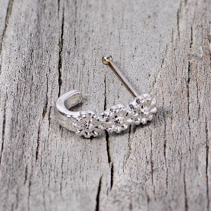 20G 3/8 Steel Daisy Chain Flower Faux Hoop Nose Bone