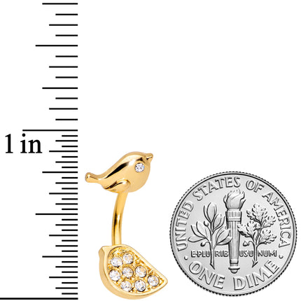 Clear Gem Gold Tone Little Birds Double Mount Belly Ring