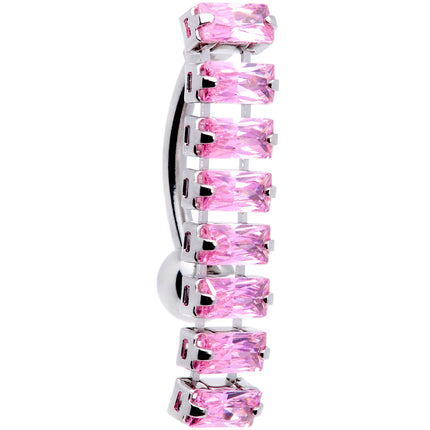 Pink CZ Gem Band of Beauty Top Mount Belly Ring