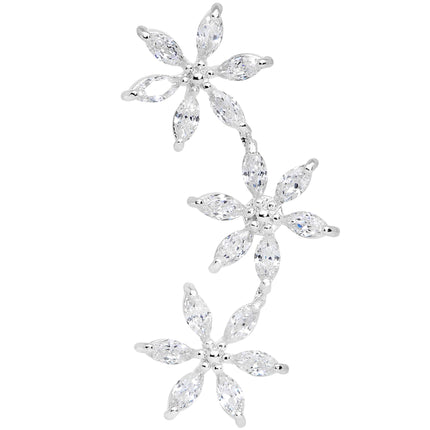 16G 1/4 Clear CZ Gem Tri Flower Cartilage