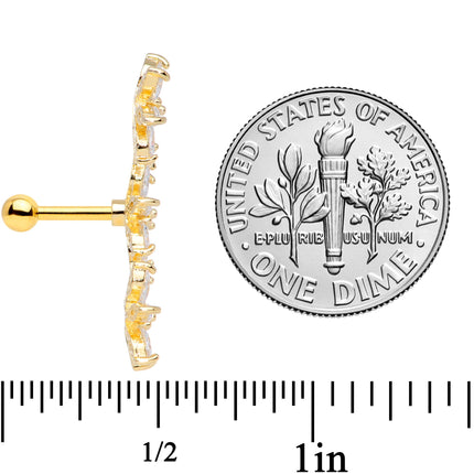 16G 1/4 Clear CZ Gem Gold Tone Tri Flower Cartilage