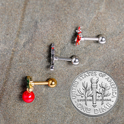16G 1/4 Merry Christmas Cartilage Tragus Set of 3