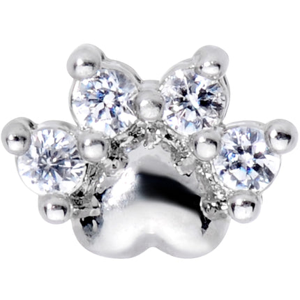16G 5/16 Clear CZ Gem Paw Print Cat Labret Monroe Tragus