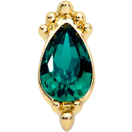 16G 1/4 Green Gem Gold Tone Drop Cartilage Tragus