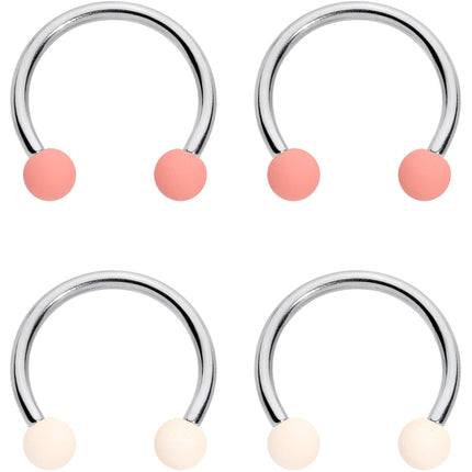 16G 3/8 Peaches Cream Matte Horseshoe Circular Barbell Set of 4
